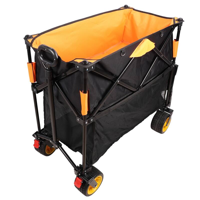 Heavy-Duty Folding Wagon with 450lbs Load Capacity, 52.7" Extended Shelf, All-Terrain Wheels, Easy Setup and Compact Storage
