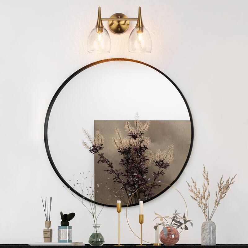 Suvy Modern Gold 3-Light Bathroom Vanity Lights Glass Wall Sconces