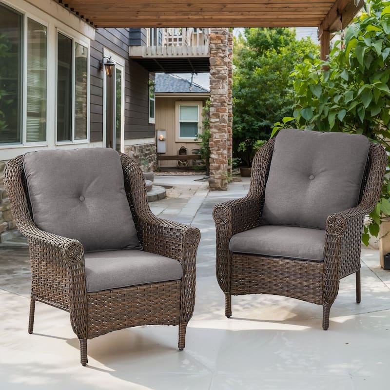 2 Piece Outdoor Arm Chair with Cushion Brown - Grey