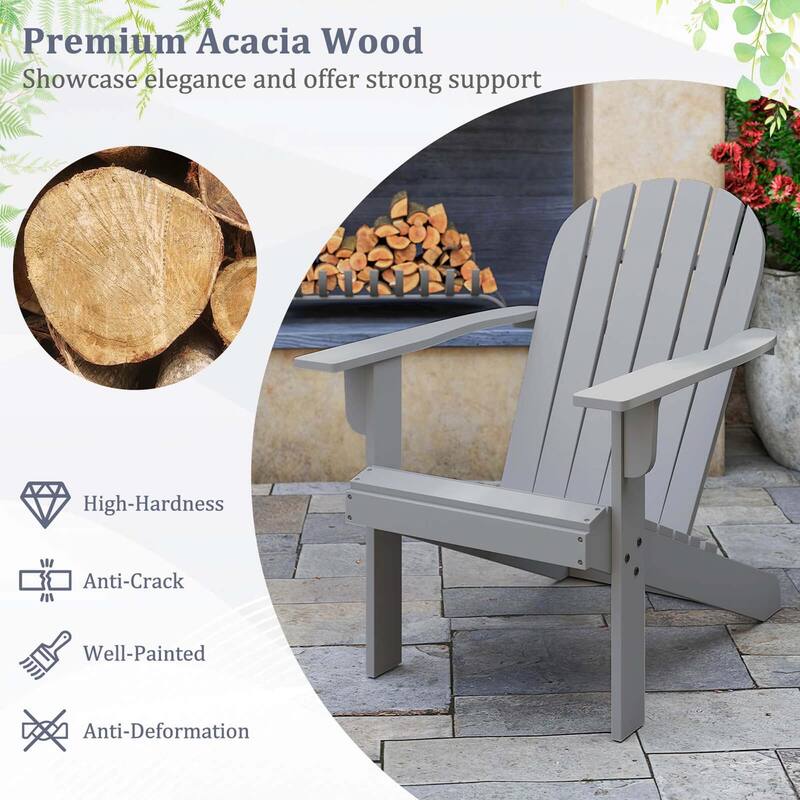 Costway Patio Adirondack Chair with Inclined Seat High Backrest & Wide - See Details