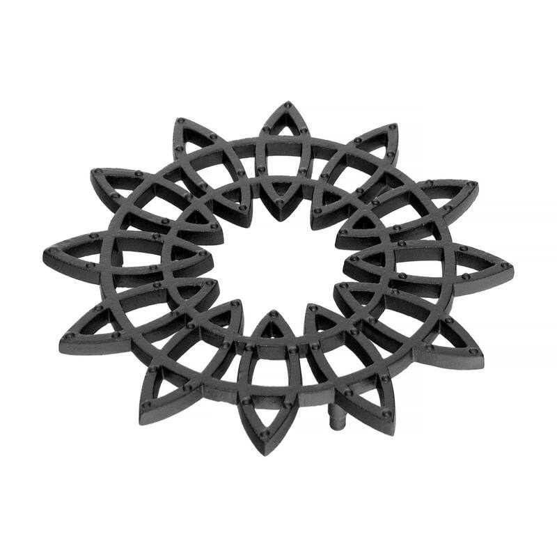 Achla Designs 12"W Black Powedercoat Finish Wrought Iron Flower Trivet (Set of 2) - 8" W