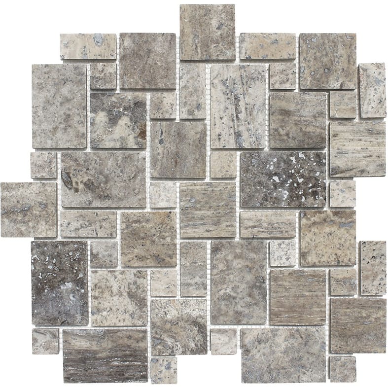 Argento Travertine Versailles Mosaic Tile