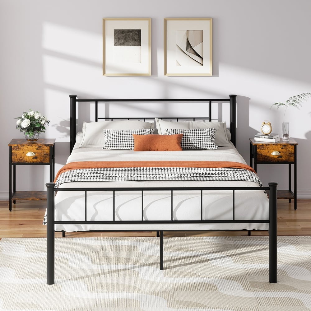 Futzca Metal Bed Frame with Headboard and Footboard