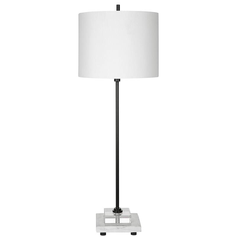 Buffet Lamp with Drum Shade and Marble Base - 33"