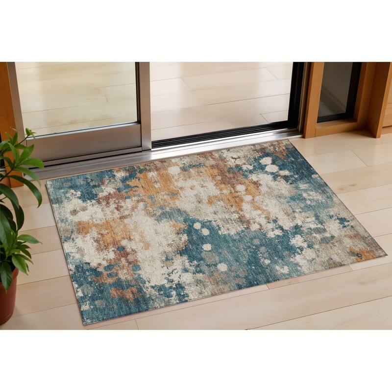 HomeRoots Abstract Transitional Rectangle Outdoor Rug - 3' x 5'