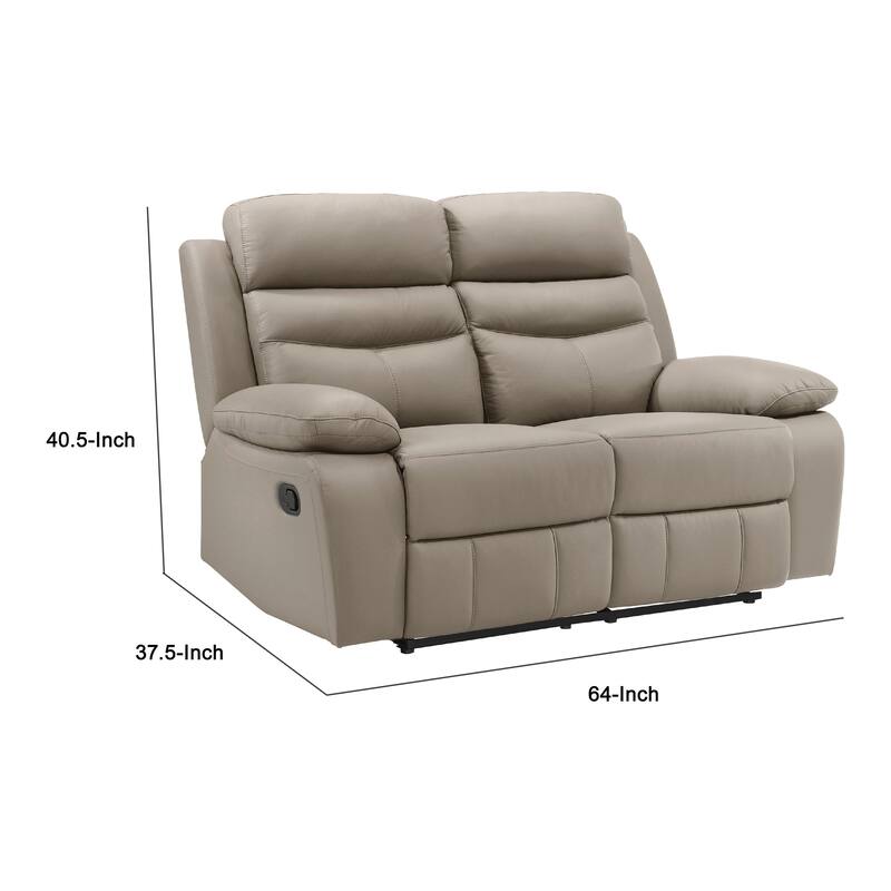 Hanna Manual Double Recliner Loveseat, Latte Brown Leather, 64 Inch
