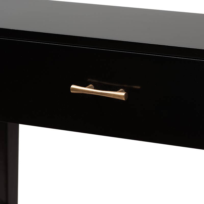 Freya Modern Bohemian Bayur Wood 1-Drawer Console Table-Black