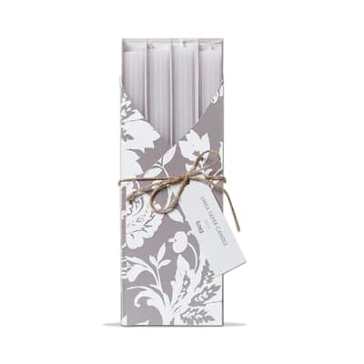 10 inch Linea White Paraffin Wax Taper Candle Set Of 4 White Unscented Burn Time 8 Hours