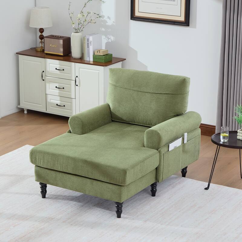 Modern Minimalist Chenille Fabric Chaise Lounge Recliner Single Sofa Living Room Bedroom