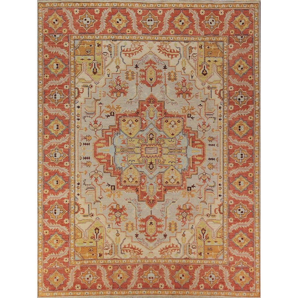 Heriz Serapi Vegetable Dye Area Rug Handmade Wool Carpet - 8'0"x 10'2"