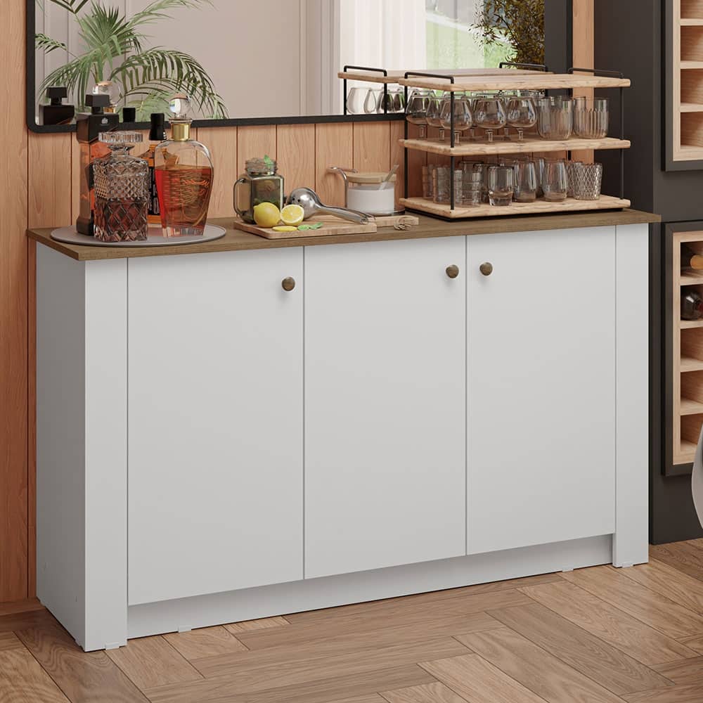 Madesa Home Bar Buffet Cabinet 3 Doors Unit for Kitchen & Dining