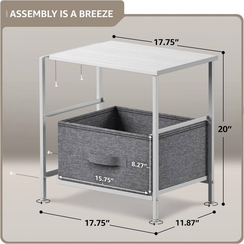 Nightstand with 2 Drawers
