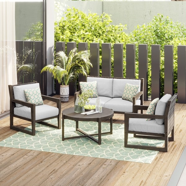 Corvus Augusta 4piece Patio Conversation Set with Sunbrella Pillows