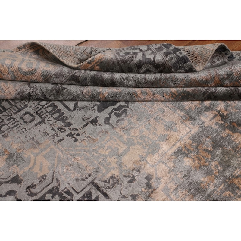 Contemporary Abstract Modern Area Rug Hand-Knotted Wool Carpet - 6'6" X 9'9"