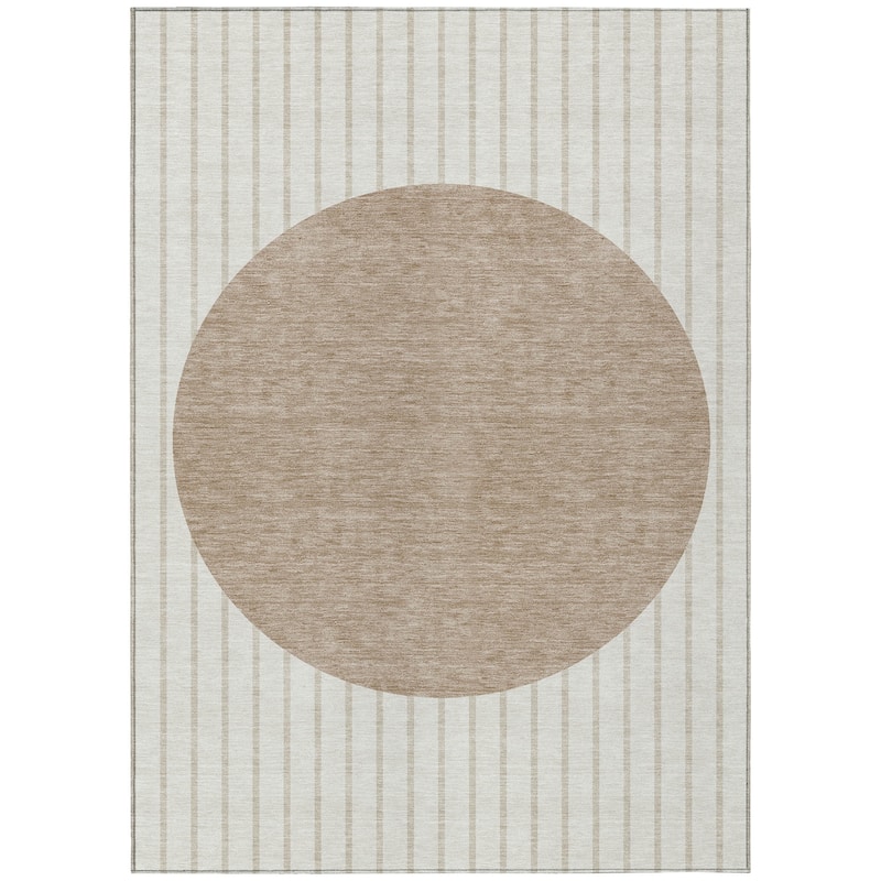 Machine Washable Indoor/ Outdoor Modern Sunrise Chantille Rug