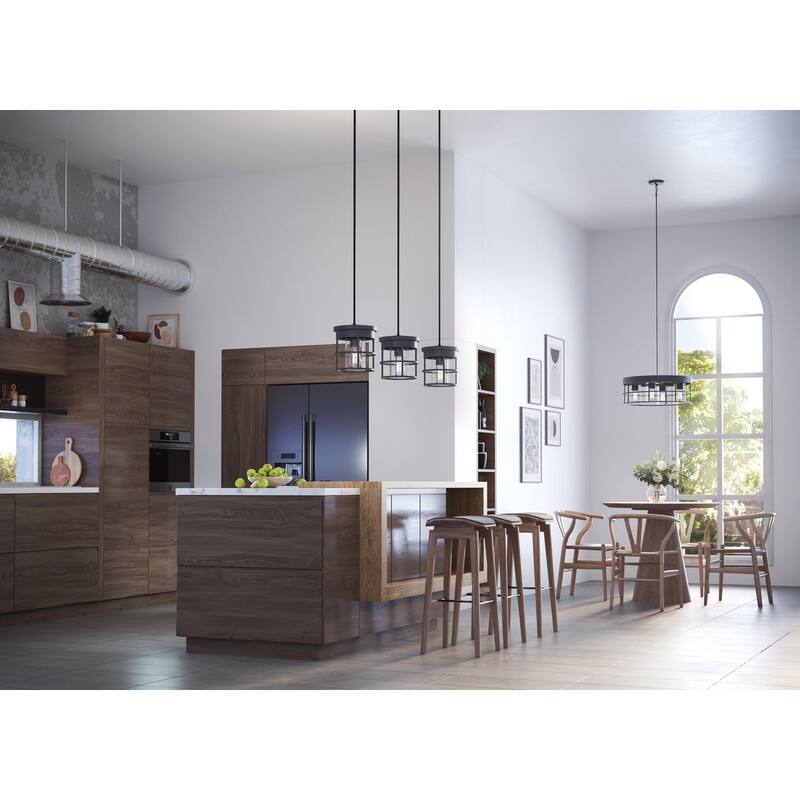 Burgess Collection Four-Light Matte Black Modern Farmhouse Chandelier - 23.75 in x 23.75 in x 9 in