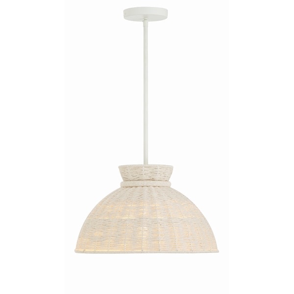 slide 2 of 8, Reese 1 Light Matte White Pendant - 16"W x 9.5"H 16"W x 9.5"H