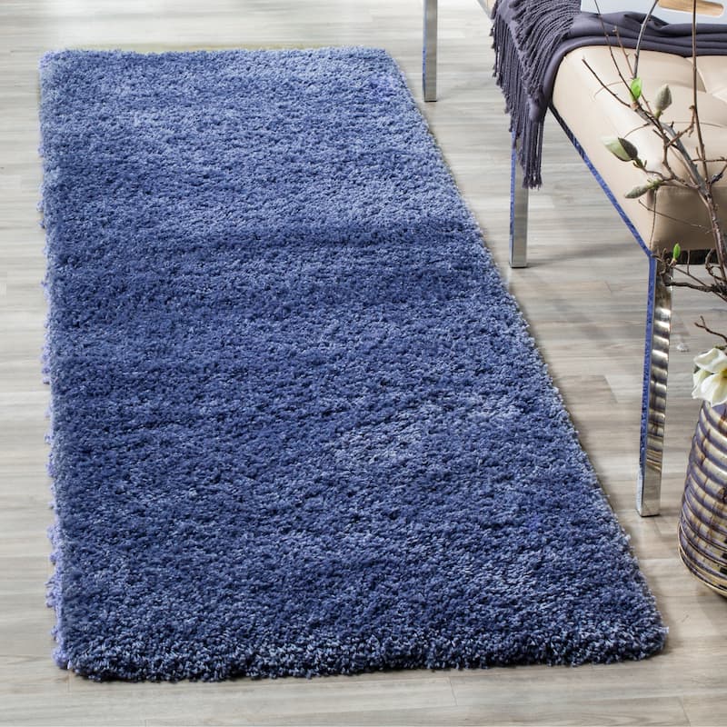 SAFAVIEH California Premium Shag Izat 2-inch Thick Area Rug - 2'3" x 7' Runner - Periwinkle
