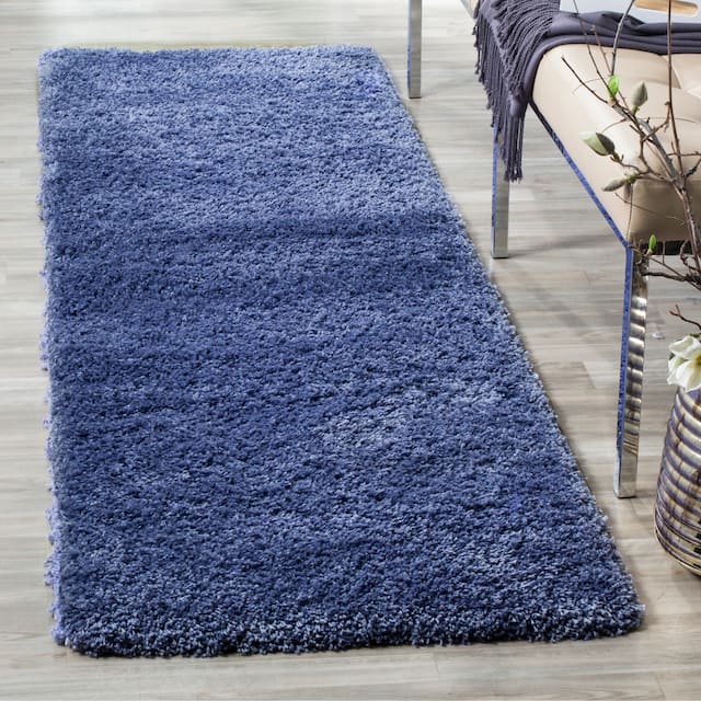 SAFAVIEH California Shag Izat 2-inch Thick Area Rug - 2'3" x 7' Runner - Periwinkle