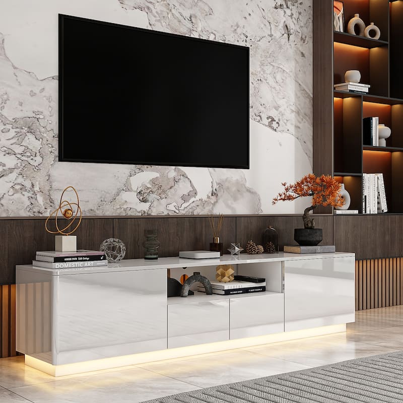 TV Stand TV Entertainment Center Led Light High Gloss Television Stand