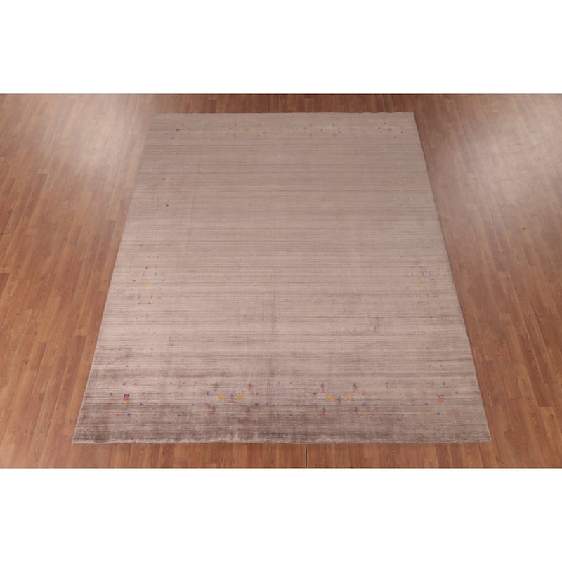 Gabbeh Indian Area Rug Handmade Silk Carpet - 7'11"x 9'9"