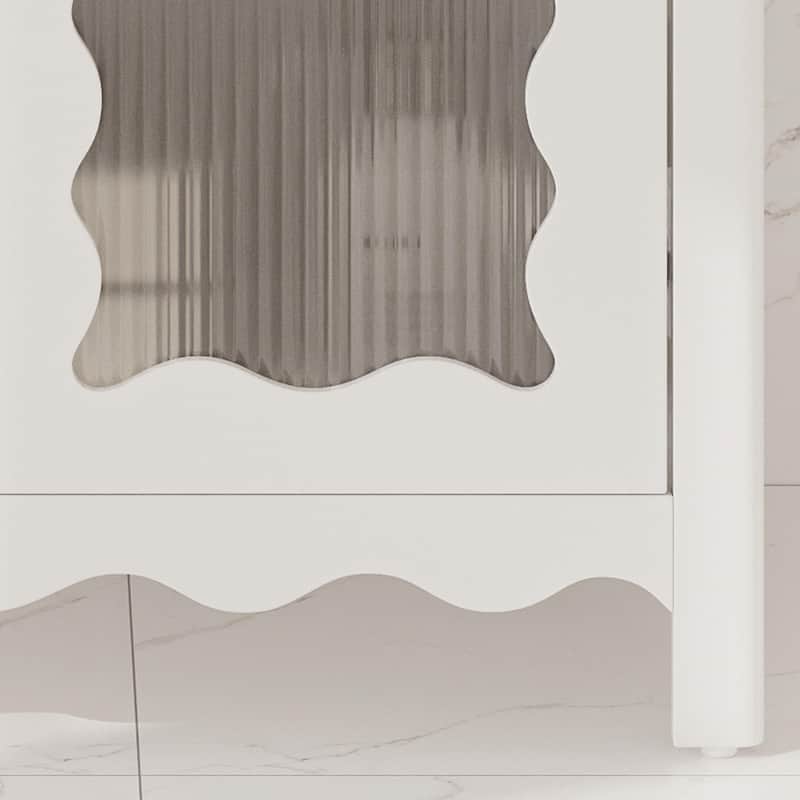 31" Bathroom Vanity with Tempered Glass - Modern Cabinet with Rubber Wood Legs and Soft-Close Doors