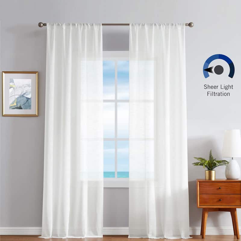 Nautica Erasmus Sheer Rod Pocket Window Curtain Panel Pair