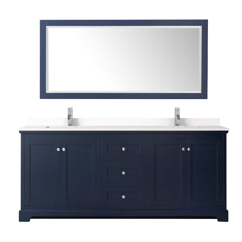 Avery 80-inch Double Vanity, Quartz Top, 70-inch Mirror