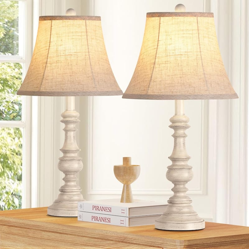 Table Lamp Set of 2, Rustic Farmhouse Bedside Lamps Nightstand