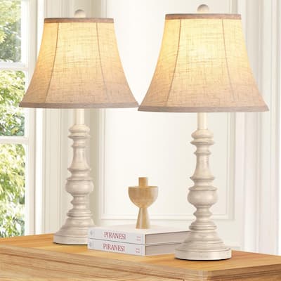 Table Lamp Set of 2, Rustic Farmhouse Bedside Lamps Nightstand Lamps with 3-Color Temperature LED Bulbs, Vintage Desk Lamps