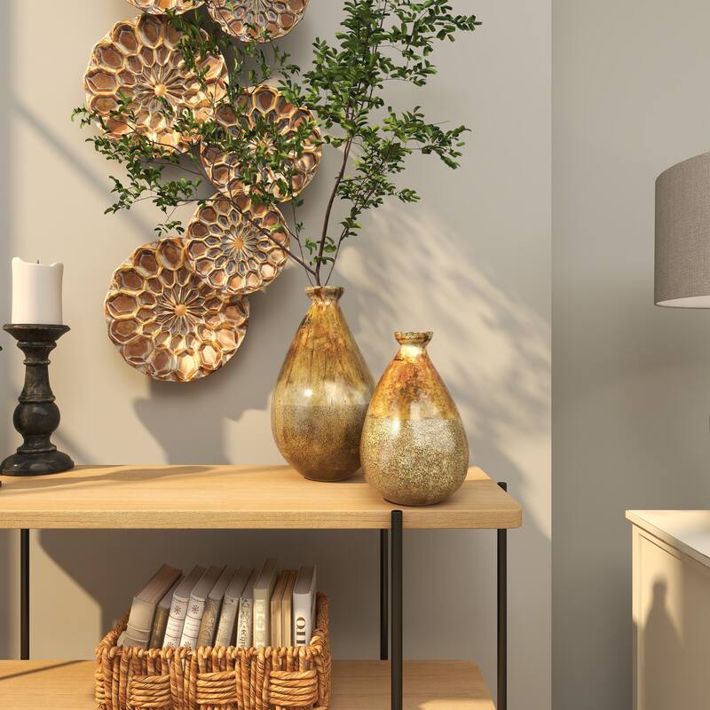 Stylish Glass Blown Vase (Set of 2) - Gold or Green