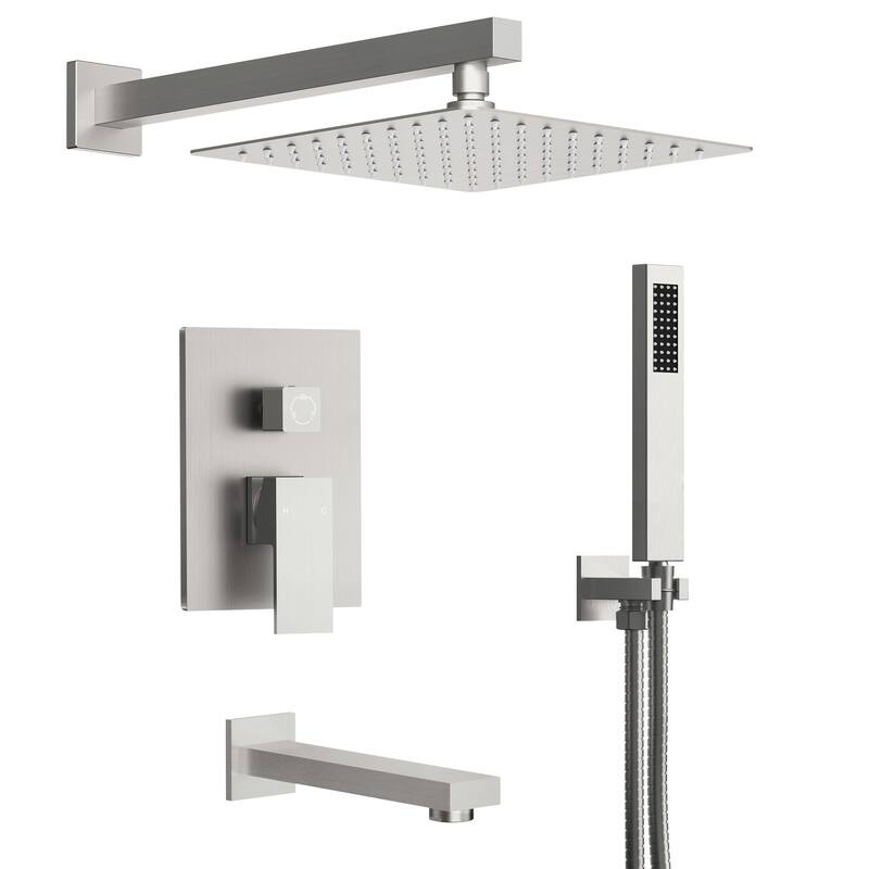 Wall Mounted Shower System Bathtub Facuet Set, High-Pressure 10" Rain Shower Head with Handheld