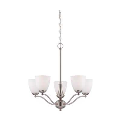 Nuvo Patton Five-Light Brushed-Nickel Glass Chandelier