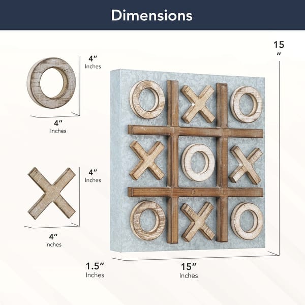 dimension image slide 2 of 4, American Art Decor Tic Tac Toe Game Board Set Coffee Table Decor