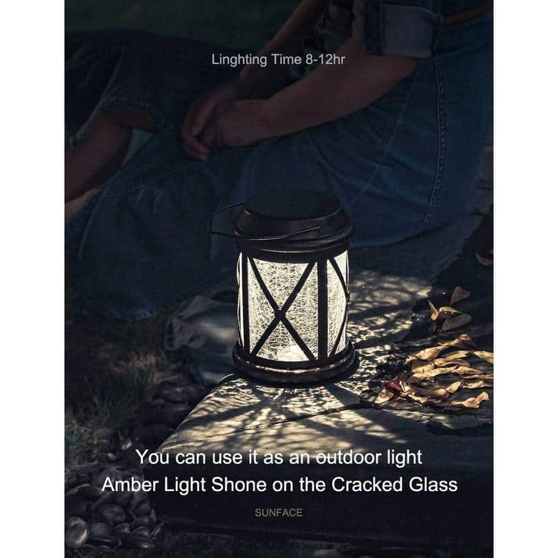 Solar Wall Lantern Outdoor Waterproof LED Hanging Solar Lamps for Front Porch, Patio & Yard Decor - Black