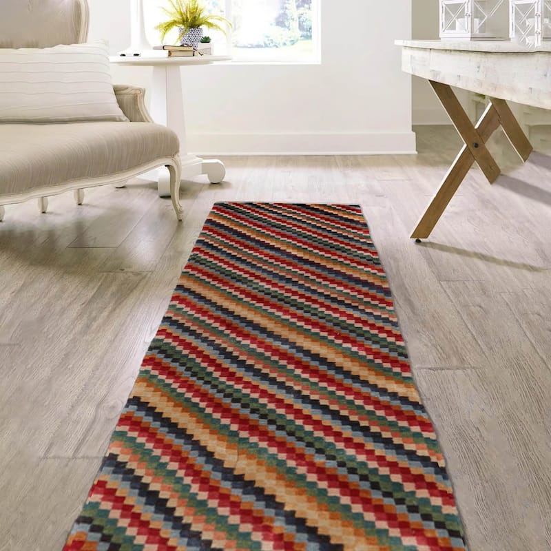 Hand Knotted Designer Red Tibetan 100% Wool Modern Oriental Area Rug - 2' 9'' x 12' 2''