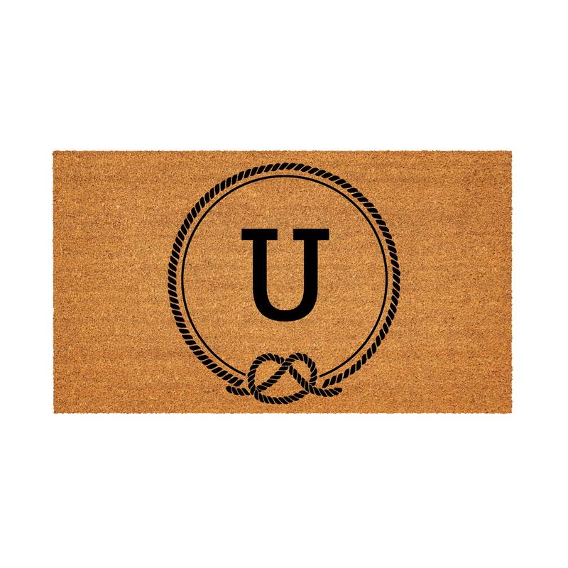 Coastal Coir Mat Nautical Monogram 28"x16" - Letter U