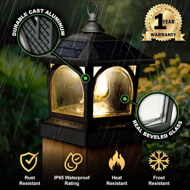Classy Caps Edison Solar Lantern/Post Cap - 7 X 7