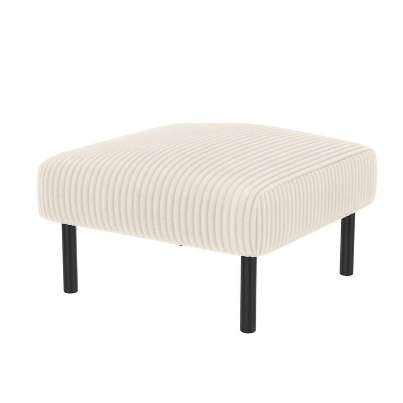 Small Ottoman Footstool with Legs, Corduroy Fabric Ottoman Foot Stool with Soft Padded seat