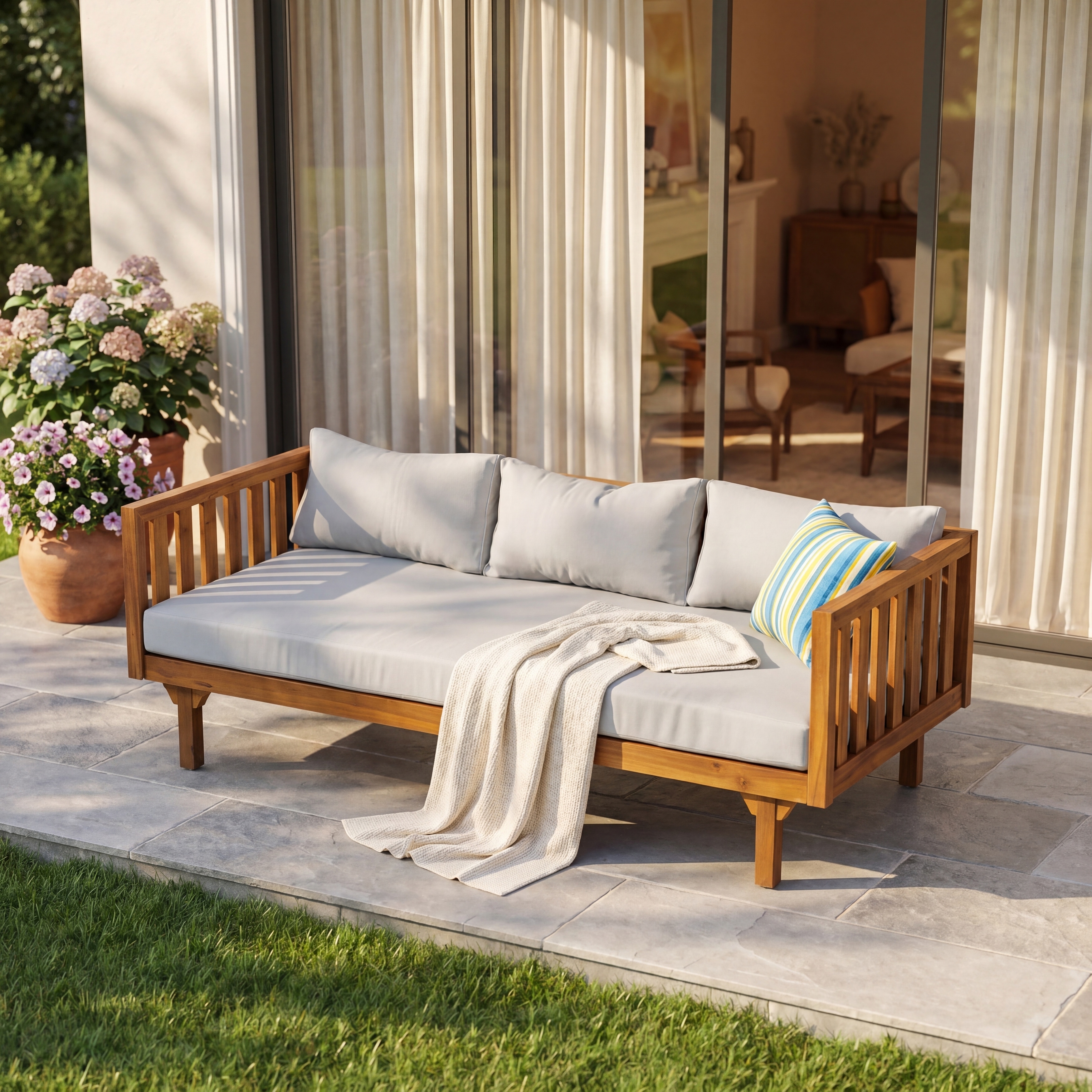 Claremont Outdoor 3-seat Acacia Wood Daybed by Christopher Knight Home