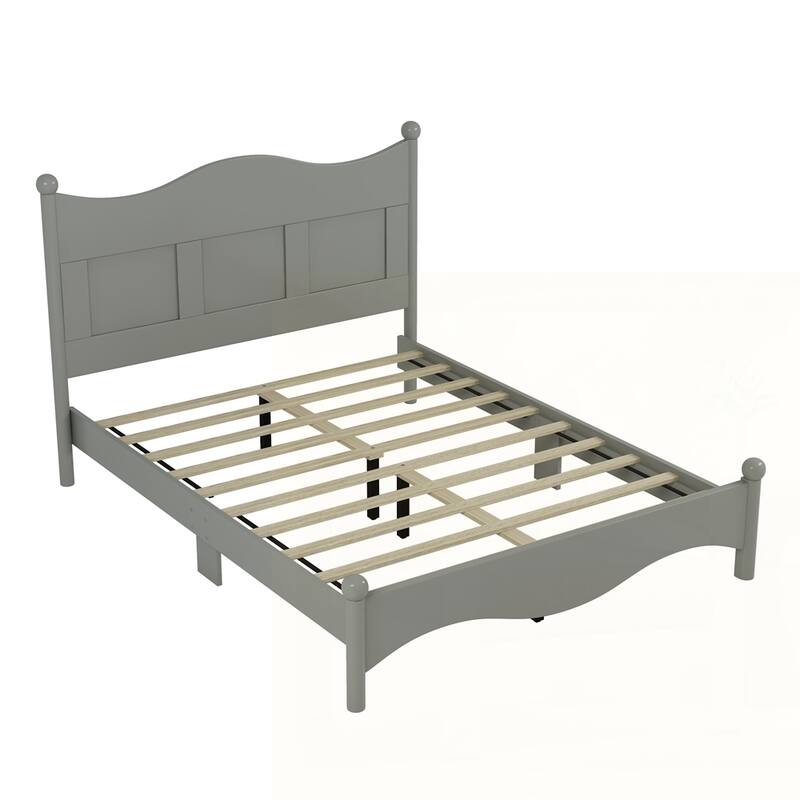 Wood Platform Bed Frame with Wooden Slat Support