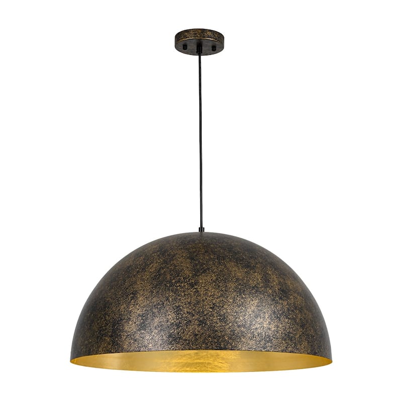 Industrial Oversized Metal Dome Pendant Light - Modern Farmhouse - 23in - Textured Gold-Brown