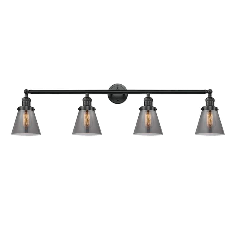 Innovations Lighting 215-10-42 Cone Vanity Cone 4 Light 42" Wide - Matte Black / Plated Smoke