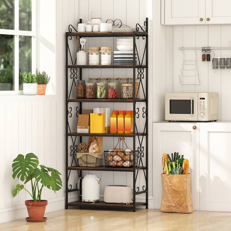 Gymax 2PCS 6-Tier Bookshelf 71.5'' Industrial Tall Bookcase w/ Open - See Details