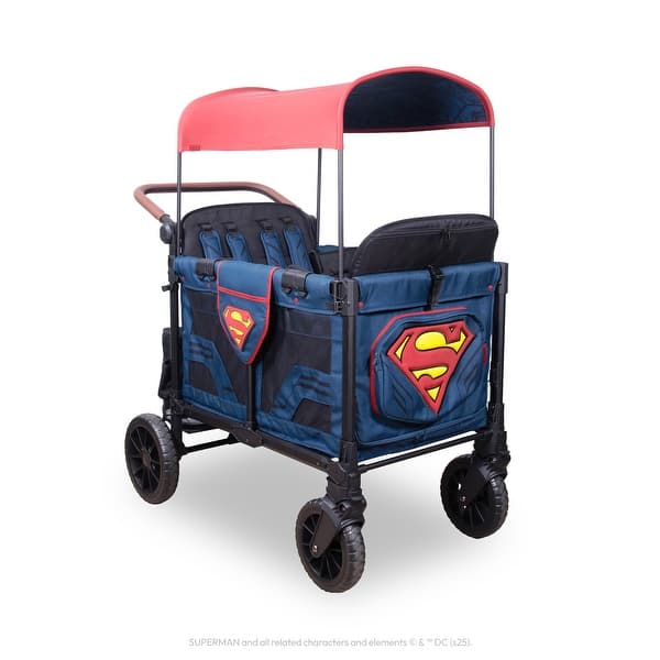slide 2 of 10, WonderFold W-Luxe Pro Series Superman Stroller Wagon 4-Seater
