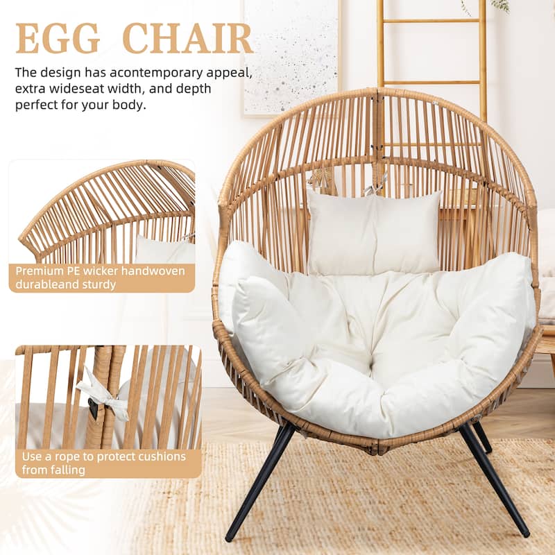 Futzca Wicker Egg Chair with Cushion