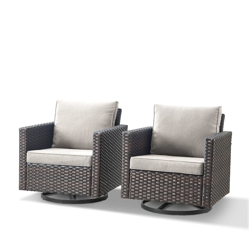 Pocassy Glider Chairs PE Wicker Swivel Chairs Set of 2