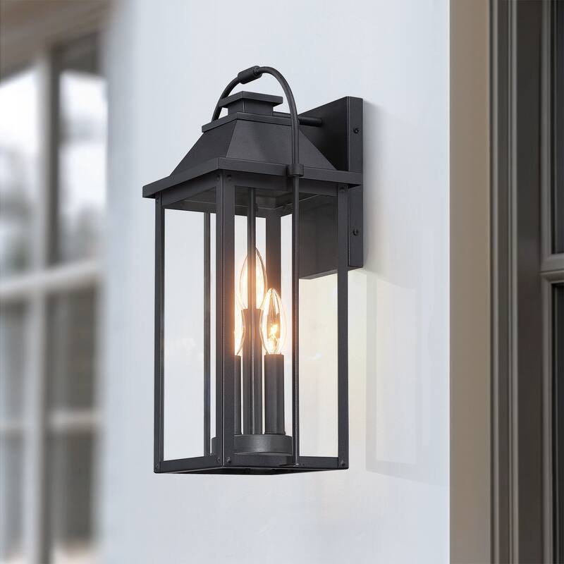 Brits Black Outdoor Wall Lantern Sconce Light - 18.2in-3 light sockets