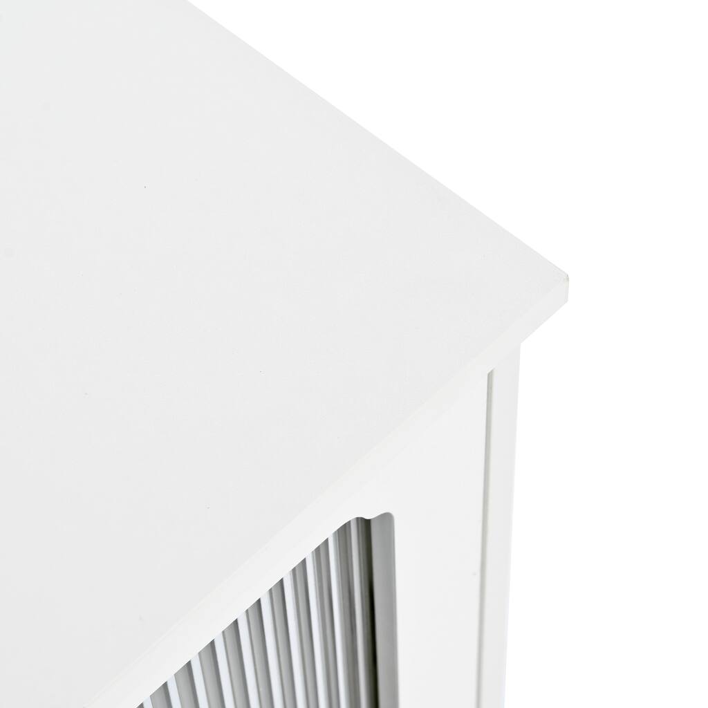 TV Stand with Fluted Glass Doors，2 Drawers