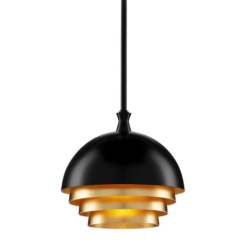 Currey & Company Salviati Medium Black & Gold Pendant - 16.25"h x 9.75"dia